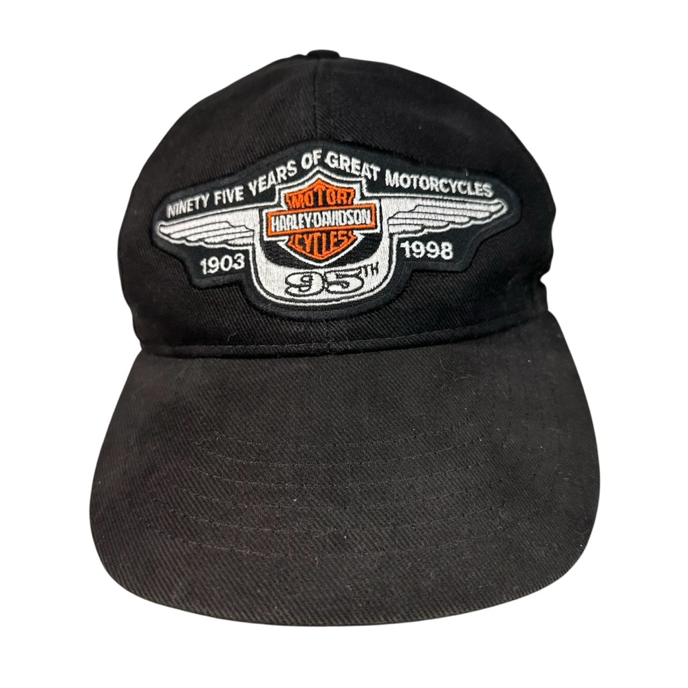 Harley-Davidson Hat Cap Snap On Back Bar Shield  Motorcycle Mens Black